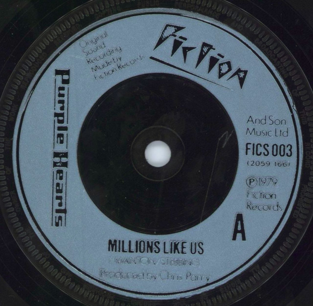 Purple Hearts Millions Like Us + Sleeve - EX UK 7" vinyl single (7 inch record / 45) PUH07MI737280