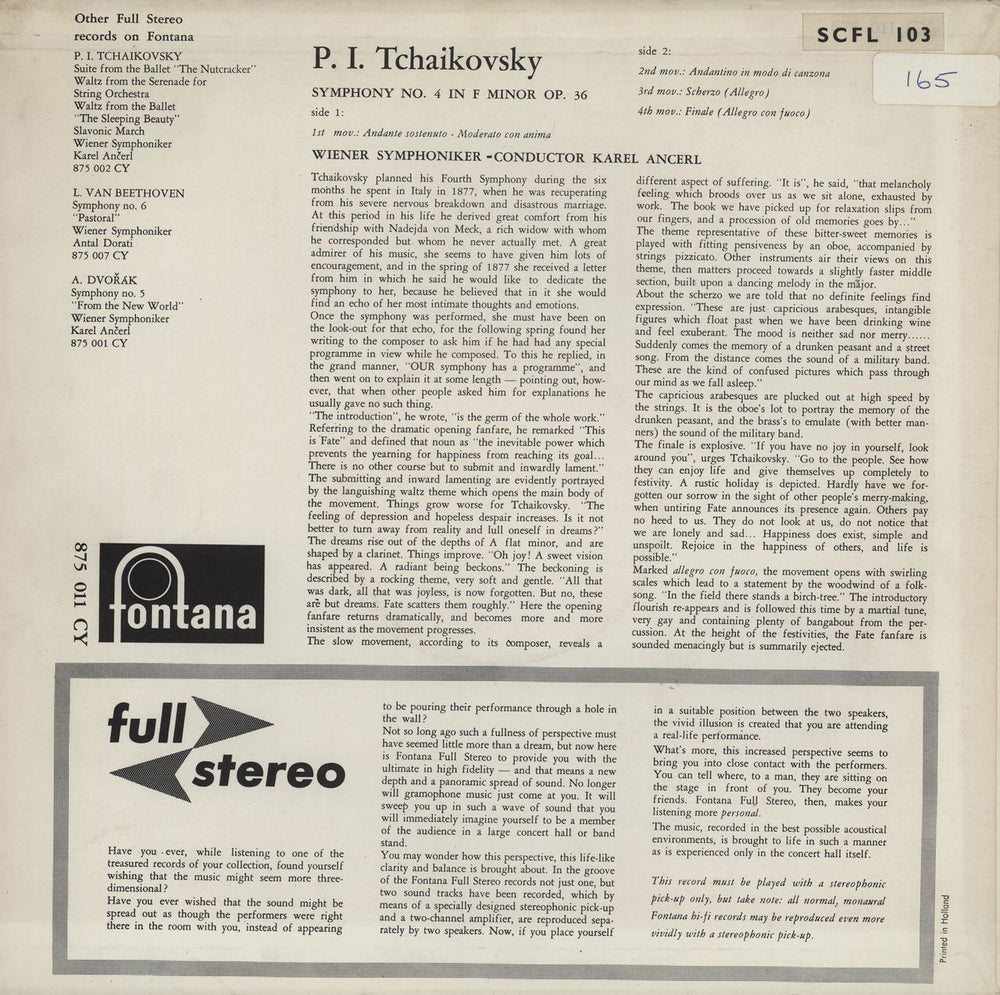 Pyotr Ilyich Tchaikovsky Symphony No. 4 In F Minor Op. 36 UK vinyl LP album (LP record)