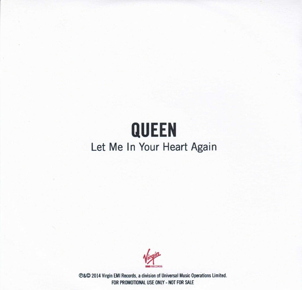 Queen Let Me In Your Heart Again UK Promo CD-R acetate QUECRLE691083