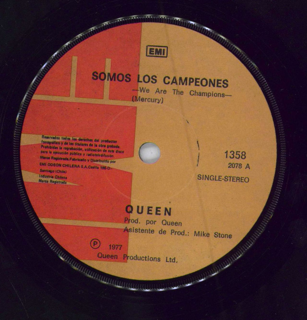 Queen Somos Los Campeones Chile 7" vinyl single (7 inch record / 45) QUE07SO784072