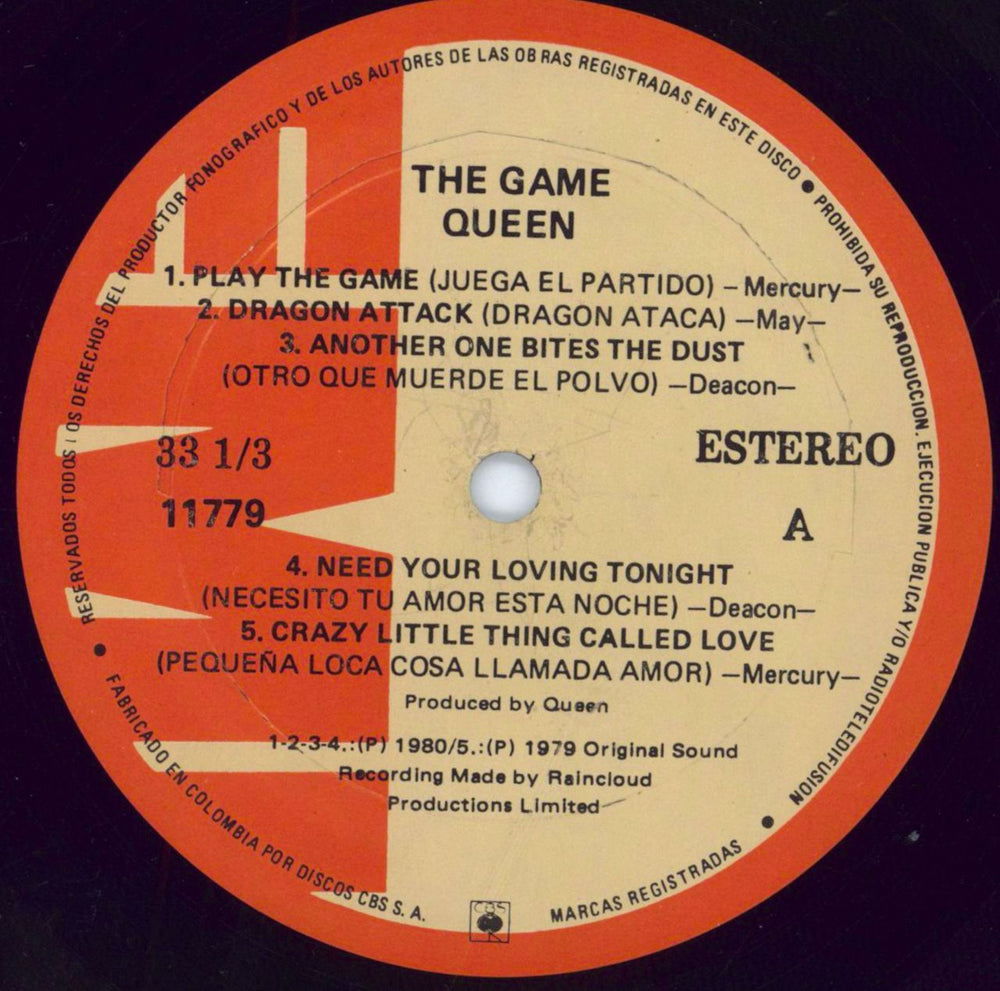 Queen The Game Colombian vinyl LP album (LP record) QUELPTH258936