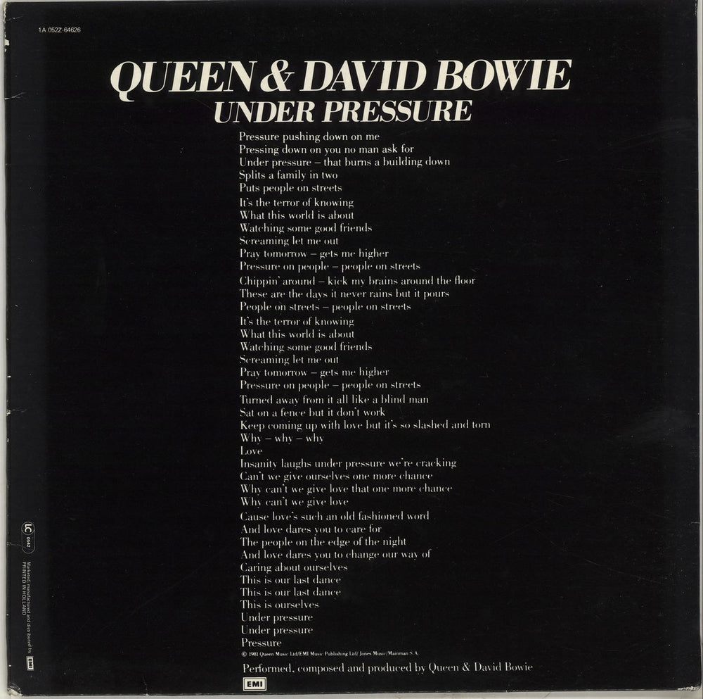 Queen Under Pressure - EX Dutch 12" vinyl single (12 inch record / Maxi-single) QUE12UN25181