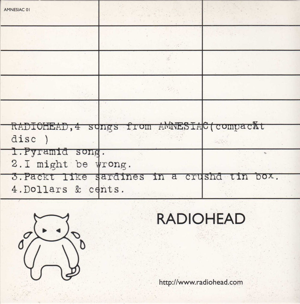 Radiohead 4 Songs From Amnesiac UK Promo CD single (CD5 / 5") R-HC5SO182811