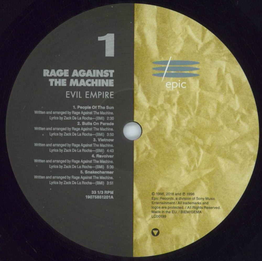 Rage Against The Machine Evil Empire - 180 Gram Vinyl UK vinyl LP album (LP record) RAGLPEV816608