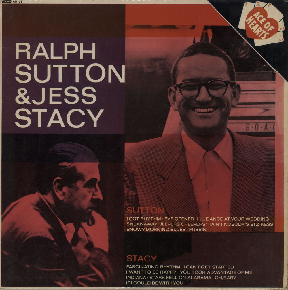 Ralph Sutton Piano Solos UK vinyl LP album (LP record) AH39