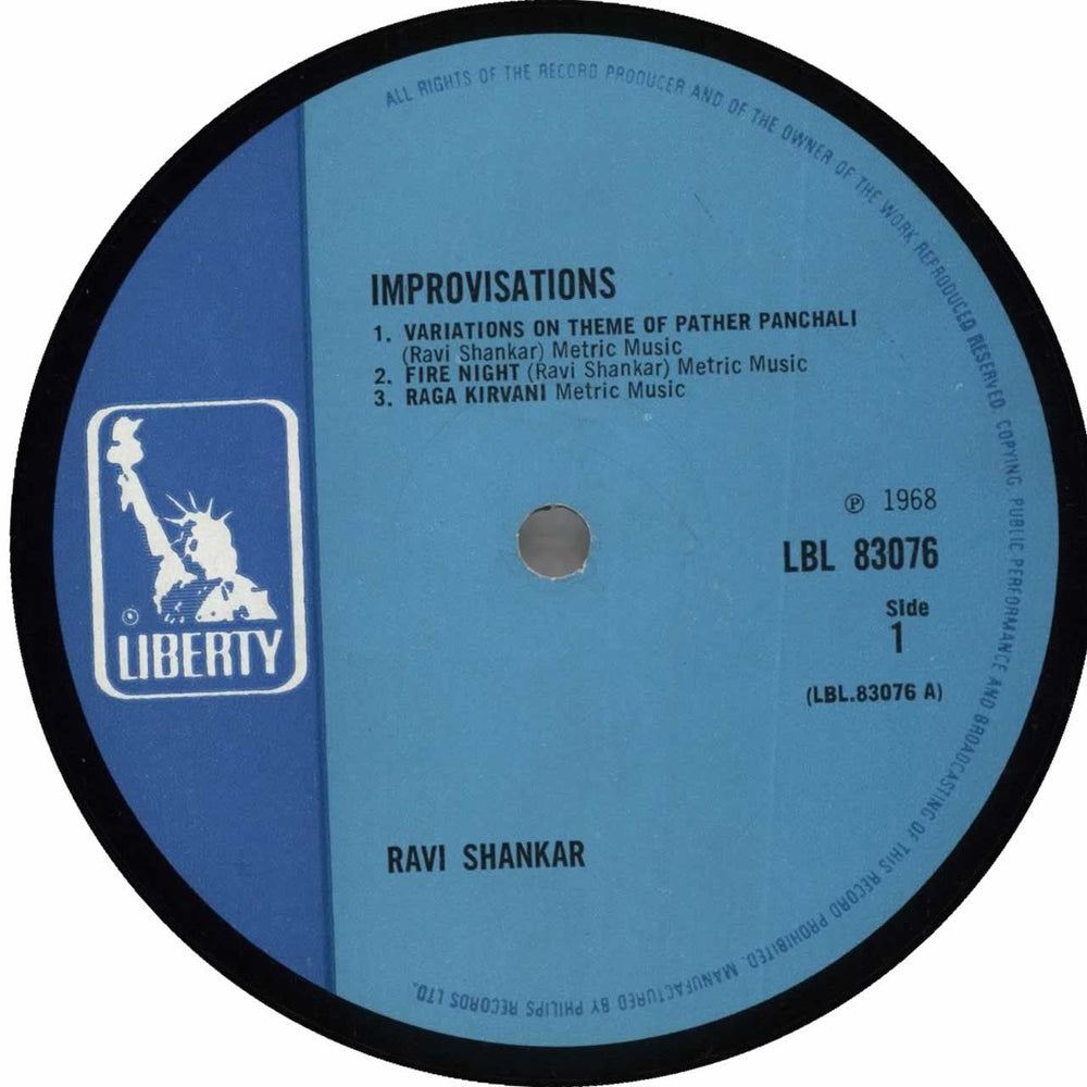 Ravi Shankar Improvisations - EX UK vinyl LP album (LP record)