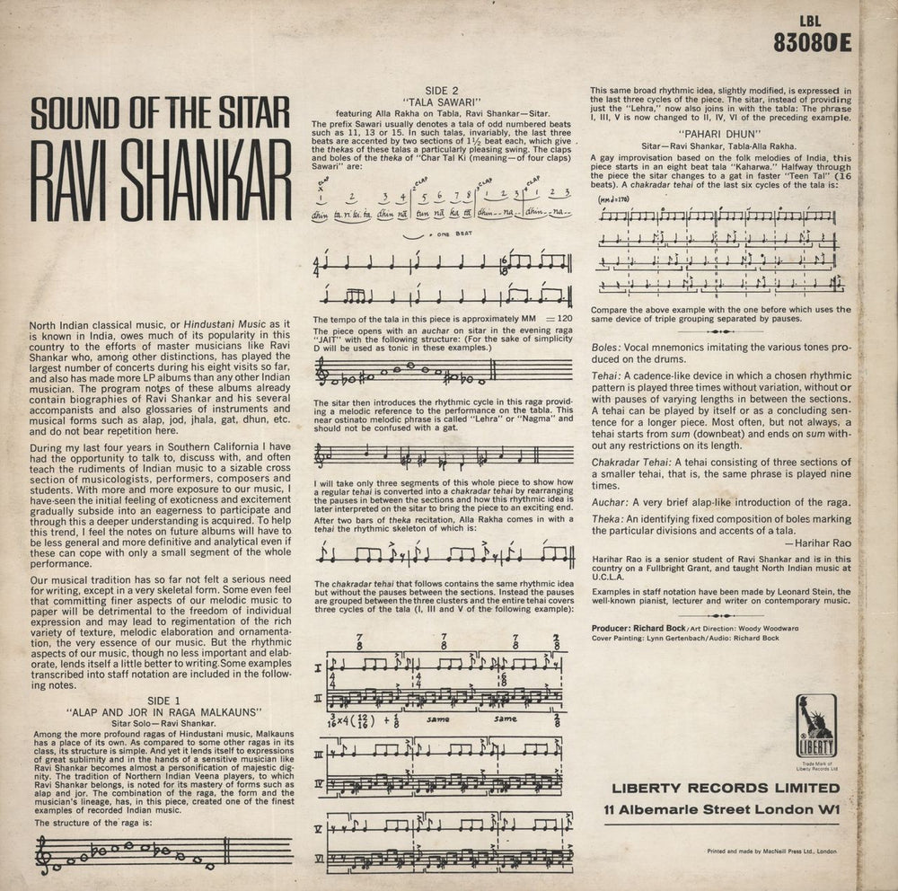 Ravi Shankar Sound Of The Sitar UK vinyl LP album (LP record)