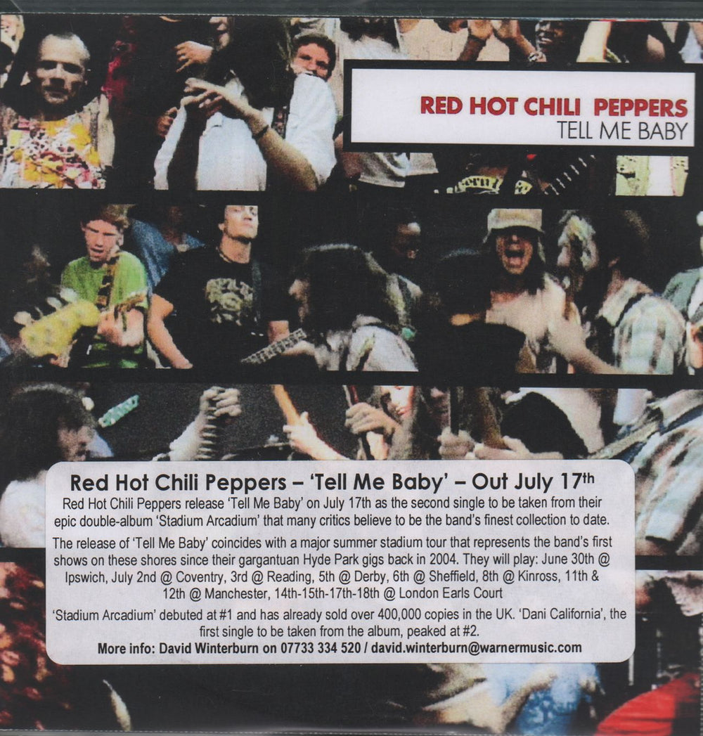 Red Hot Chili Peppers Tell Me Baby UK Promo CD-R acetate CDR