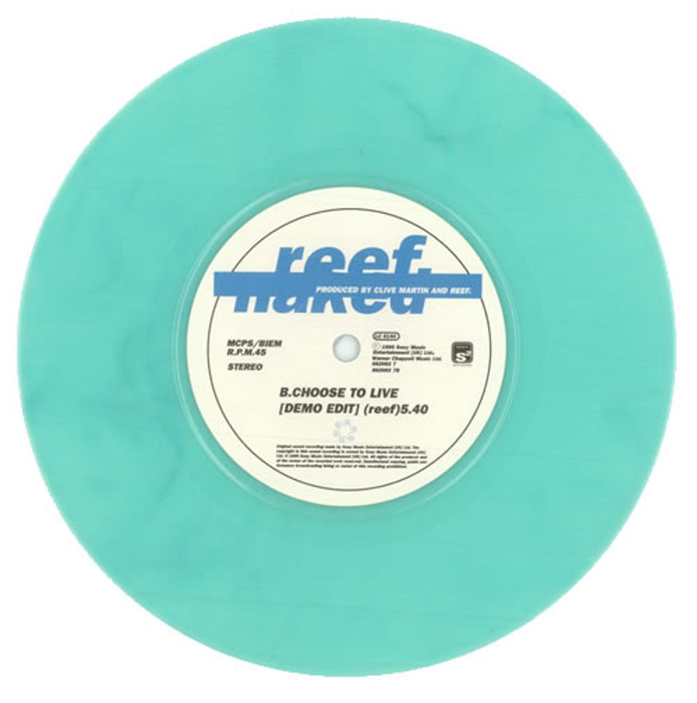 Reef Naked - Aquamarine Vinyl UK 7" vinyl single (7 inch record / 45) EEF07NA48011