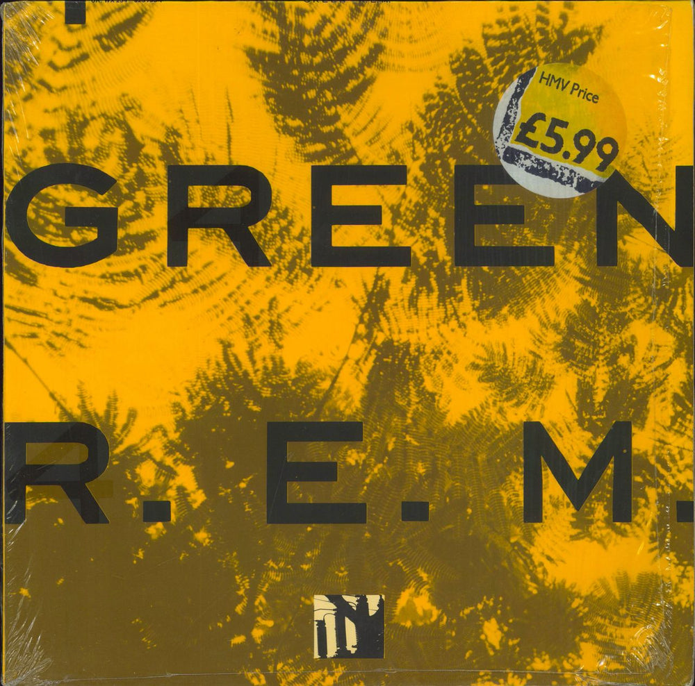 REM Green - Back Stickered - Shrink UK vinyl LP album (LP record) WX234