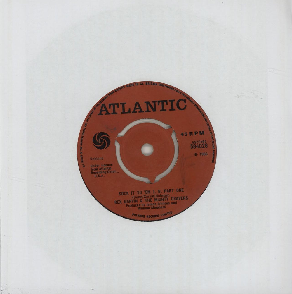 Rex Garvin & The Mighty Cravers Sock It To 'Em J.B. Part One - 3pr UK 7" vinyl single (7 inch record / 45) 584028