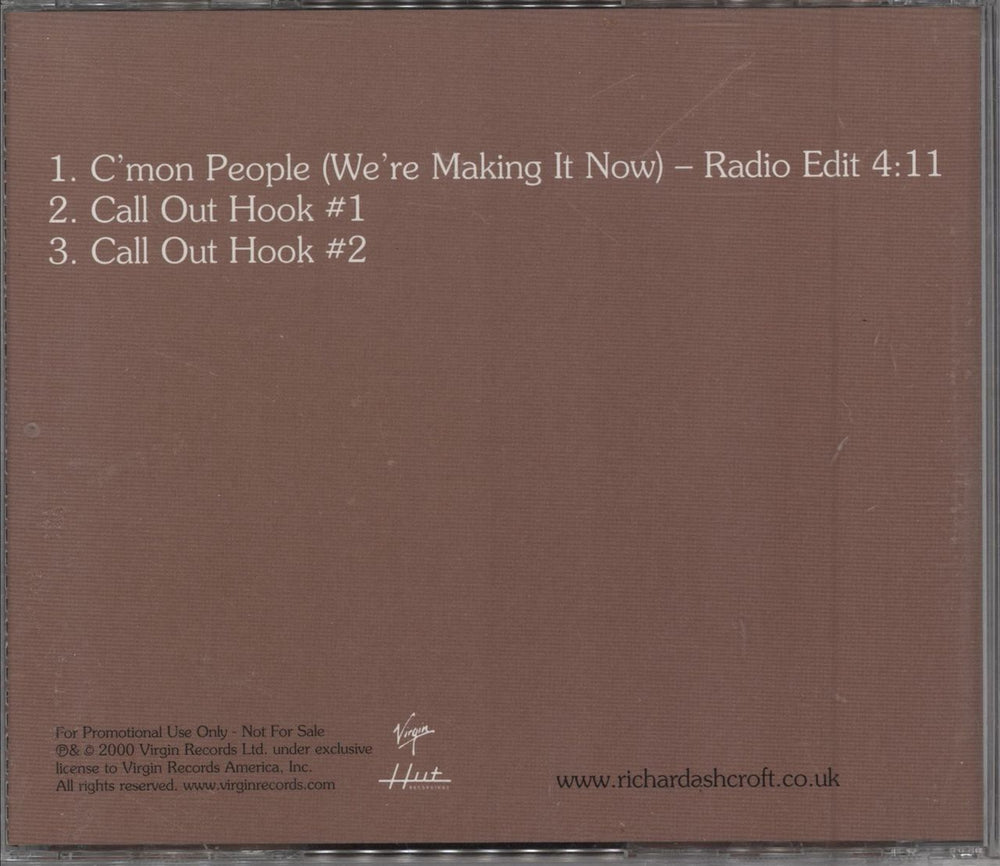 Richard Ashcroft C'mon People US Promo CD single (CD5 / 5") CFTC5CM168069