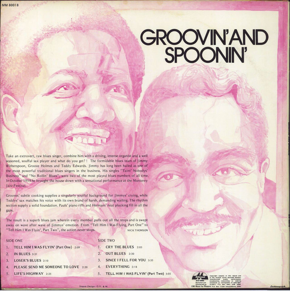 Richard Holmes Groovin' And Spoonin' South African vinyl LP album (LP record)