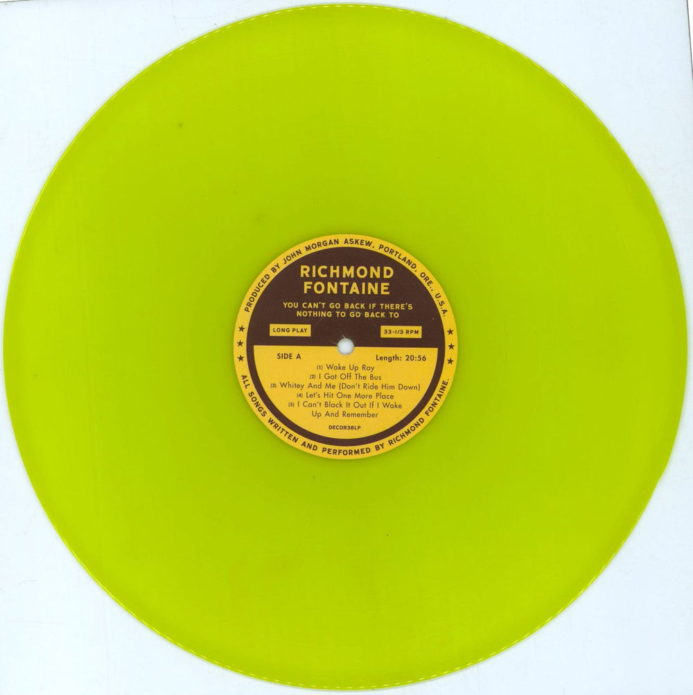 Richmond Fontaine You Can't Go Back If There's Nothing To Go Back To - RSD16 - Yellow Vinyl UK vinyl LP album (LP record) 4OCLPYO794811