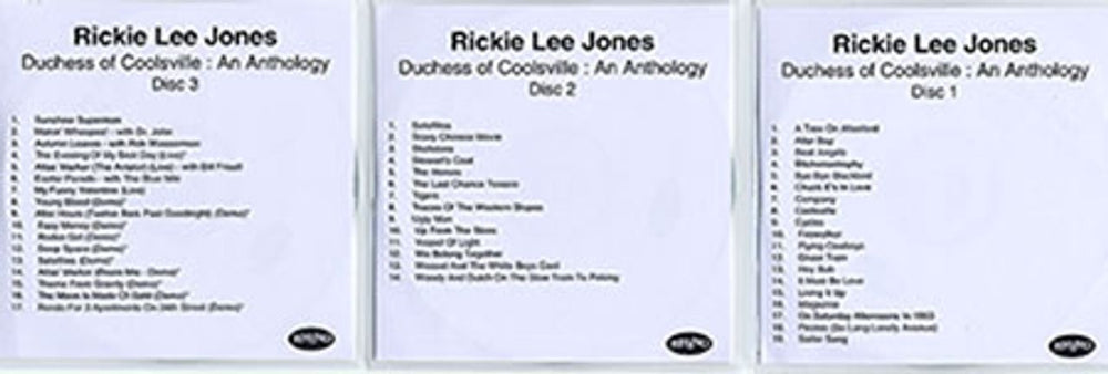 Rickie Lee Jones Duchess Of Coolsville: An Anthology UK CD-R acetate CD-R ACETATES