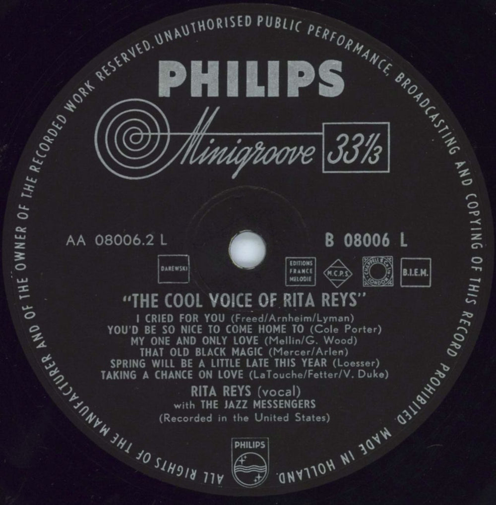 Rita Reys The Cool Voice Of Rita Reys Dutch vinyl LP album (LP record)