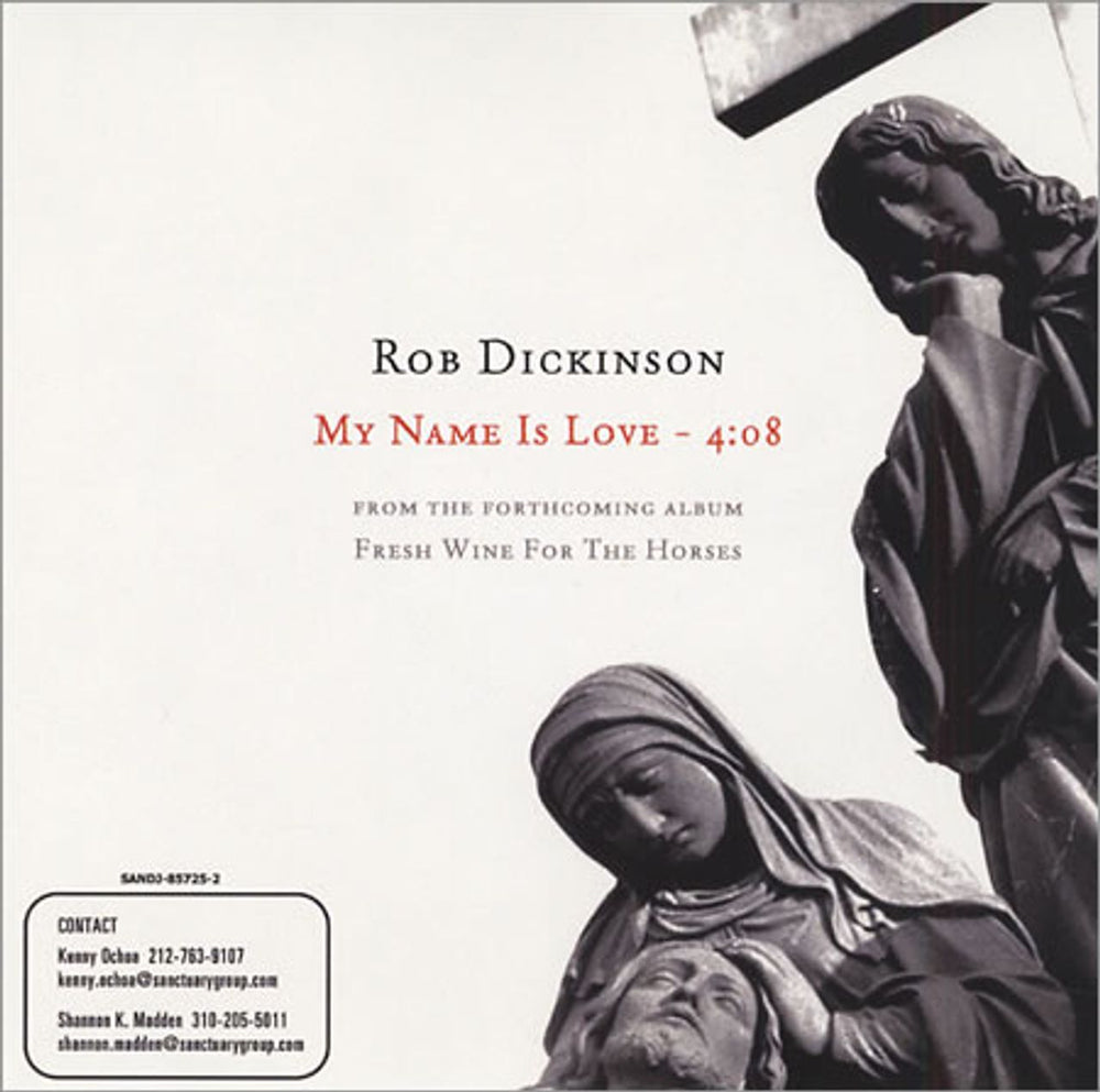 Rob Dickinson My Name Is Love US Promo CD single (CD5 / 5") CD-R ACETATE