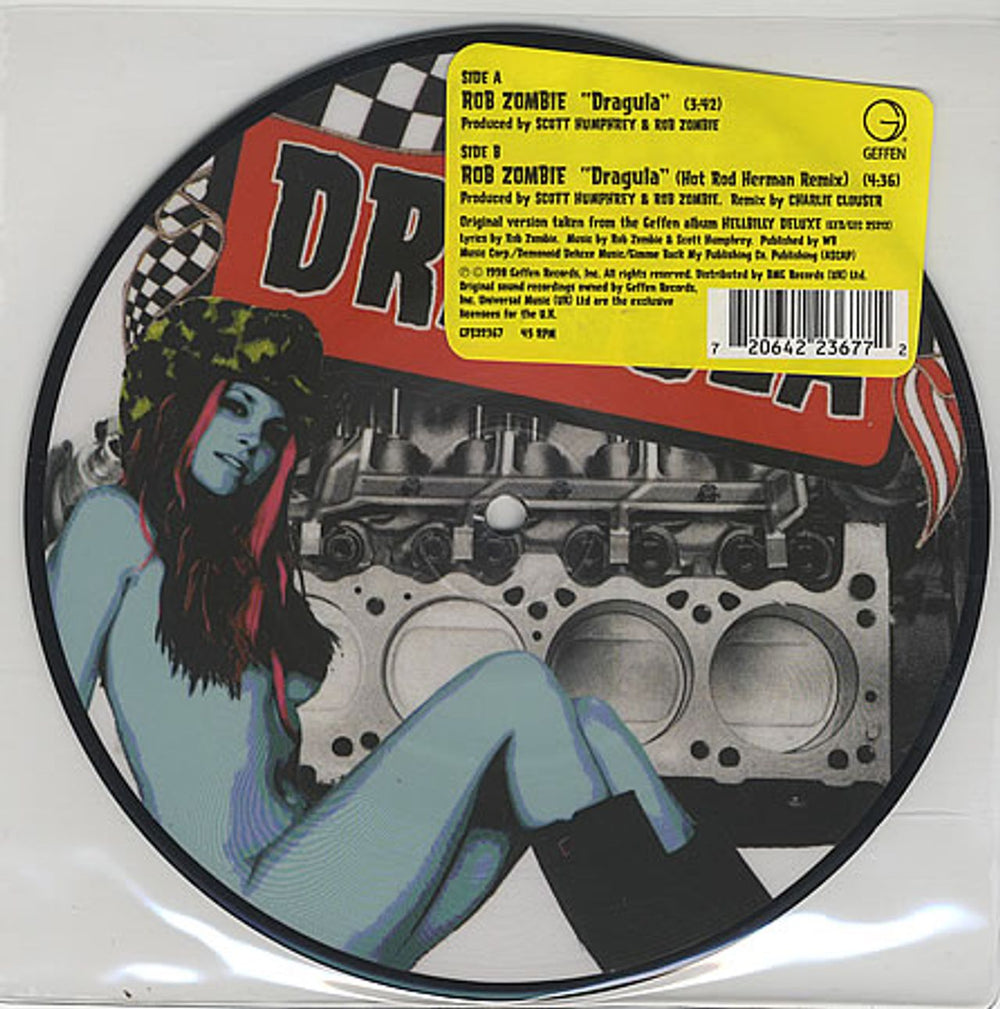 Rob Zombie Dragula UK 7" vinyl picture disc (7 inch picture disc single) GFS22367