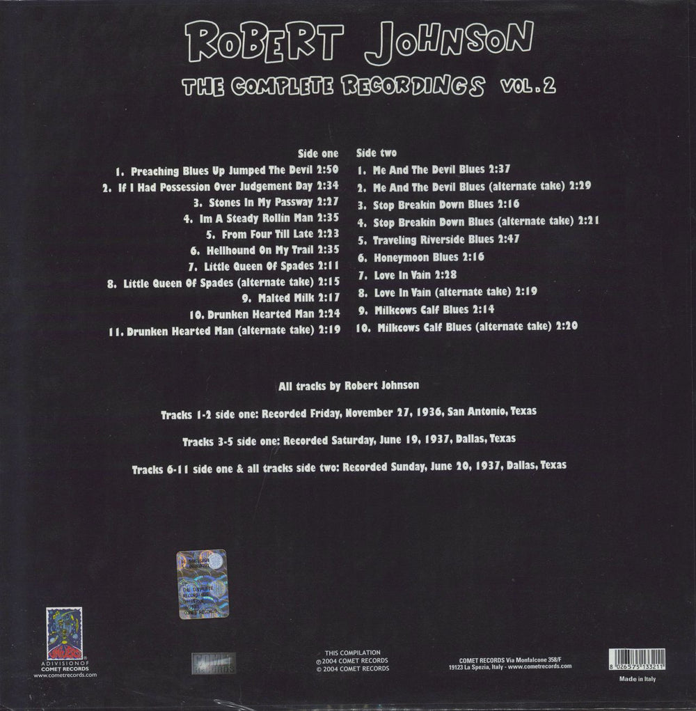 Robert Johnson (30s) The Complete Recordings Vol. 2 Italian vinyl LP album (LP record)