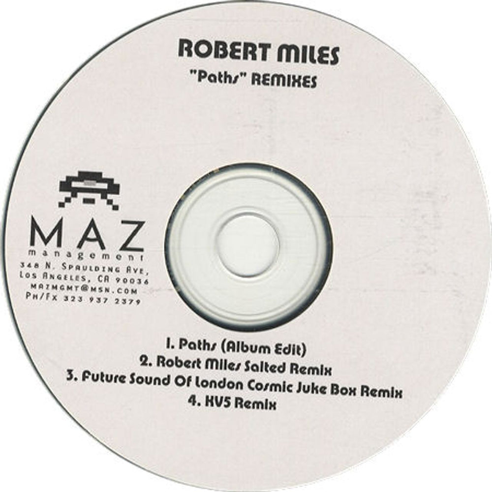 Robert Miles Paths Remixes US Promo CD-R acetate CDR ACETATE