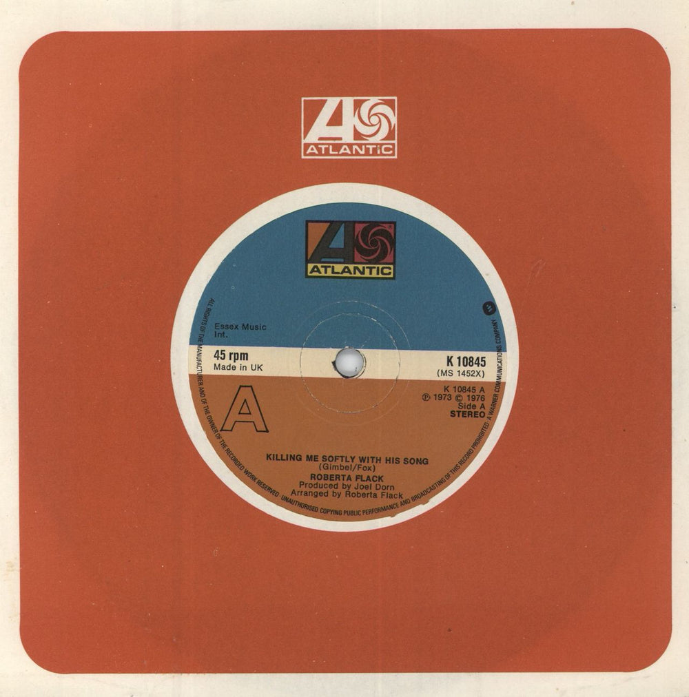 Roberta Flack Killing Me Softly With His Song UK 7" vinyl single (7 inch record / 45) K10845