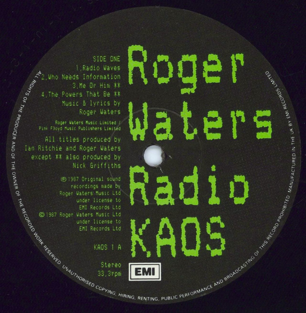 Roger Waters Radio K.A.O.S. + Poster - EX UK vinyl LP album (LP record) RWALPRA716839