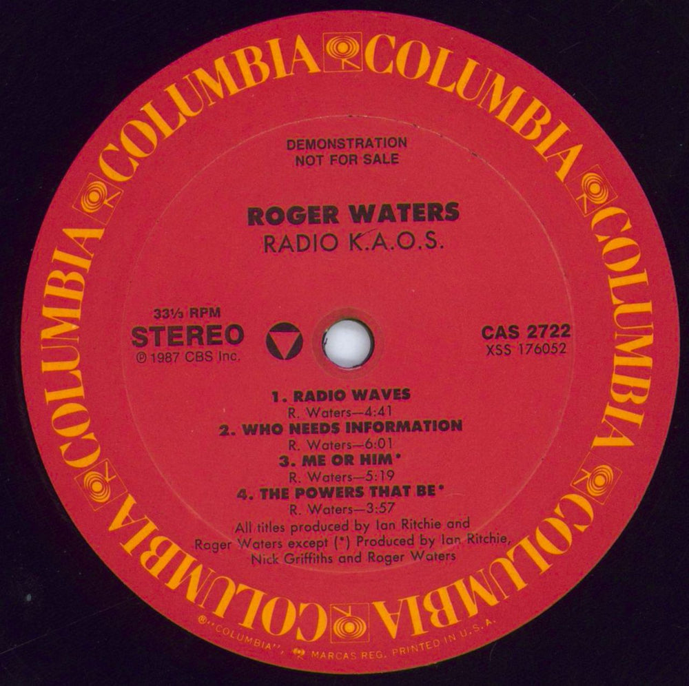 Roger Waters Radio K.A.O.S. US Promo vinyl LP album (LP record) RWALPRA22848