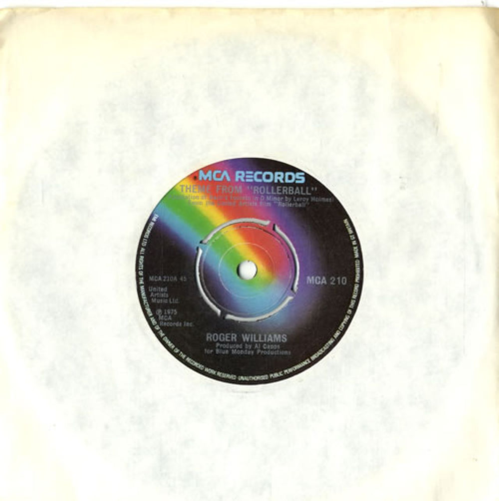 Roger Williams Theme From 'Rollerball' UK 7" vinyl single (7 inch record / 45) MCA210