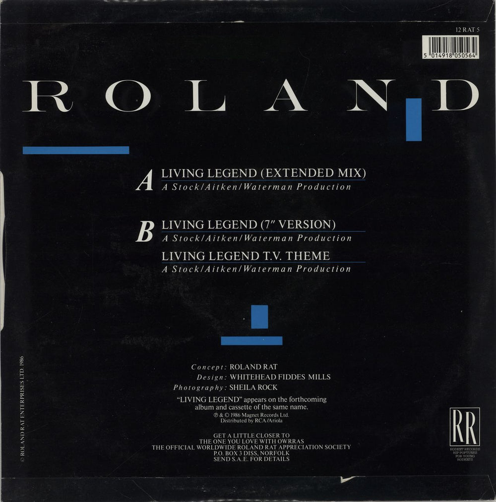 Roland Rat Living Legend UK 12" vinyl single (12 inch record / Maxi-single) 5014918050564