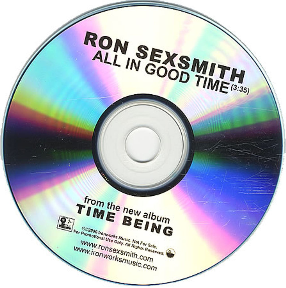 Ron Sexsmith All In Good Time US Promo CD-R acetate CD-R ACETATE