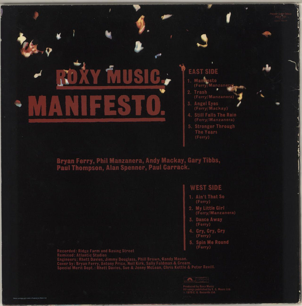 Roxy Music Manifesto - 'Dance Away' Sticker & Red Inner UK vinyl LP album (LP record)