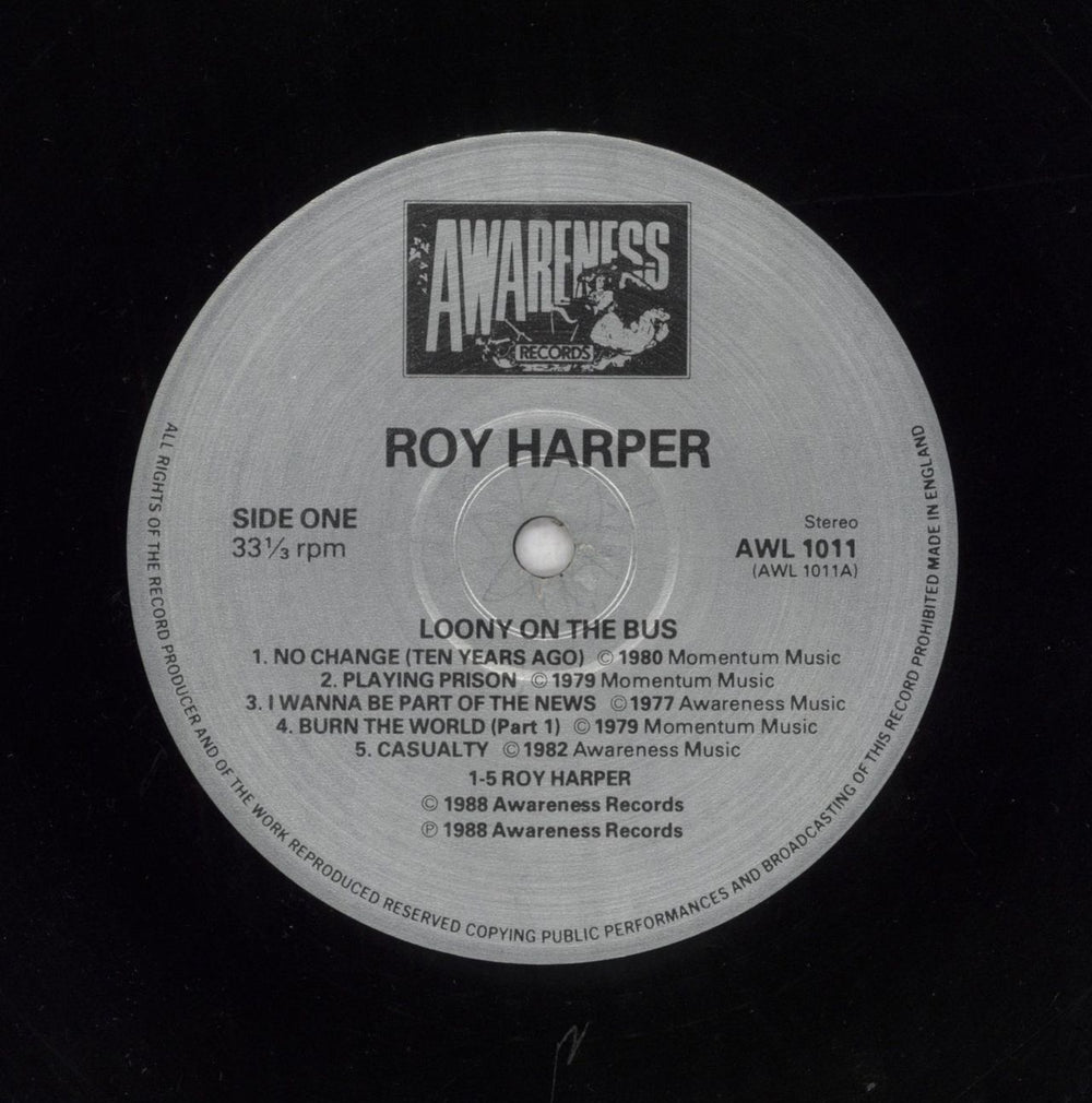 Roy Harper Loony On The Bus - VG UK vinyl LP album (LP record) 5017701110117