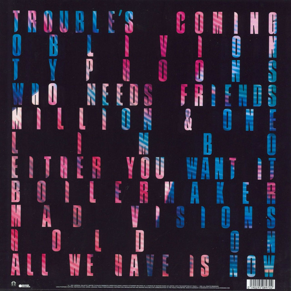 Royal Blood Typhoons - Translucent Blue Vinyl UK vinyl LP album (LP record) 190295089672