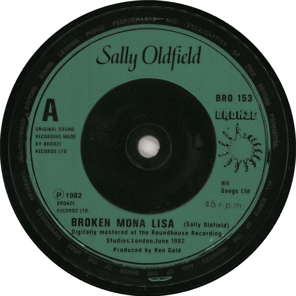 Sally Oldfield Broken Mona Lisa UK 7" vinyl single (7 inch record / 45) BRO153