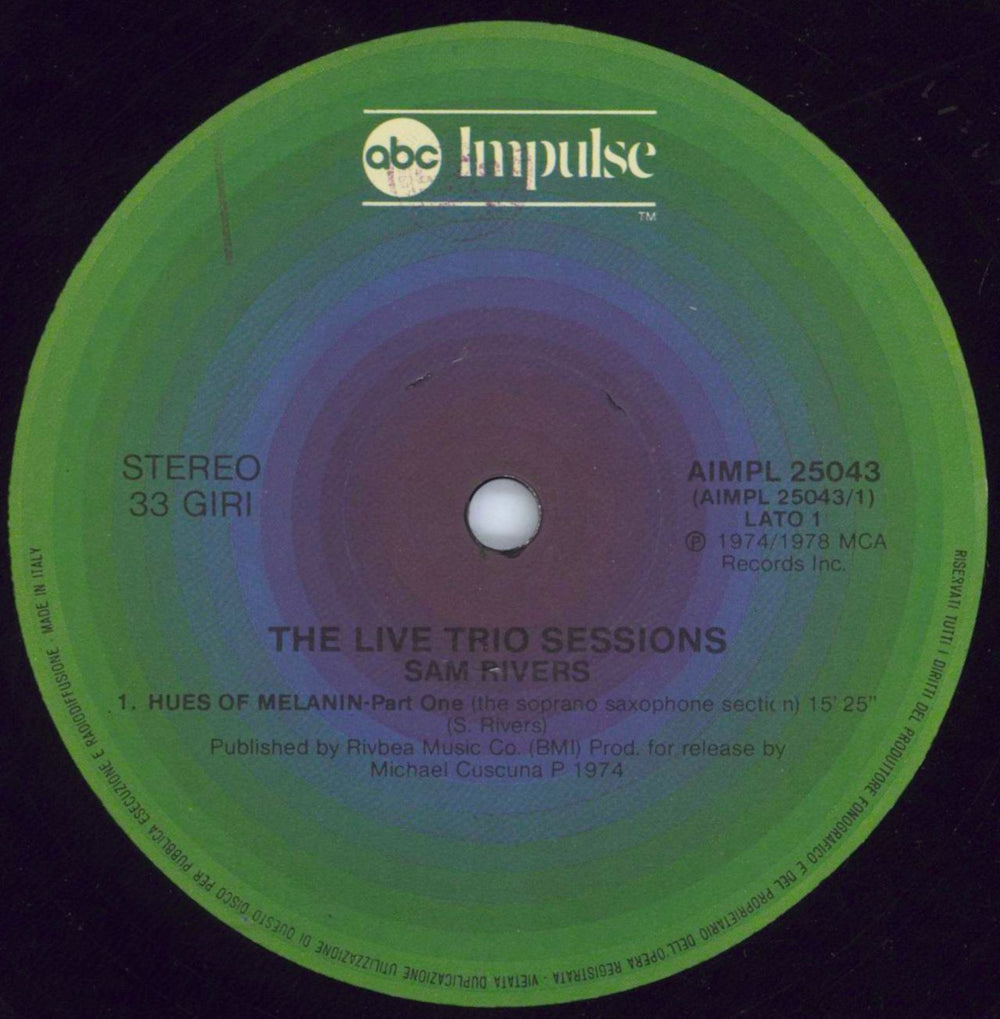 Sam Rivers The Live Trio Sessions Italian 2-LP vinyl record set (Double LP Album) 1SR2LTH807456