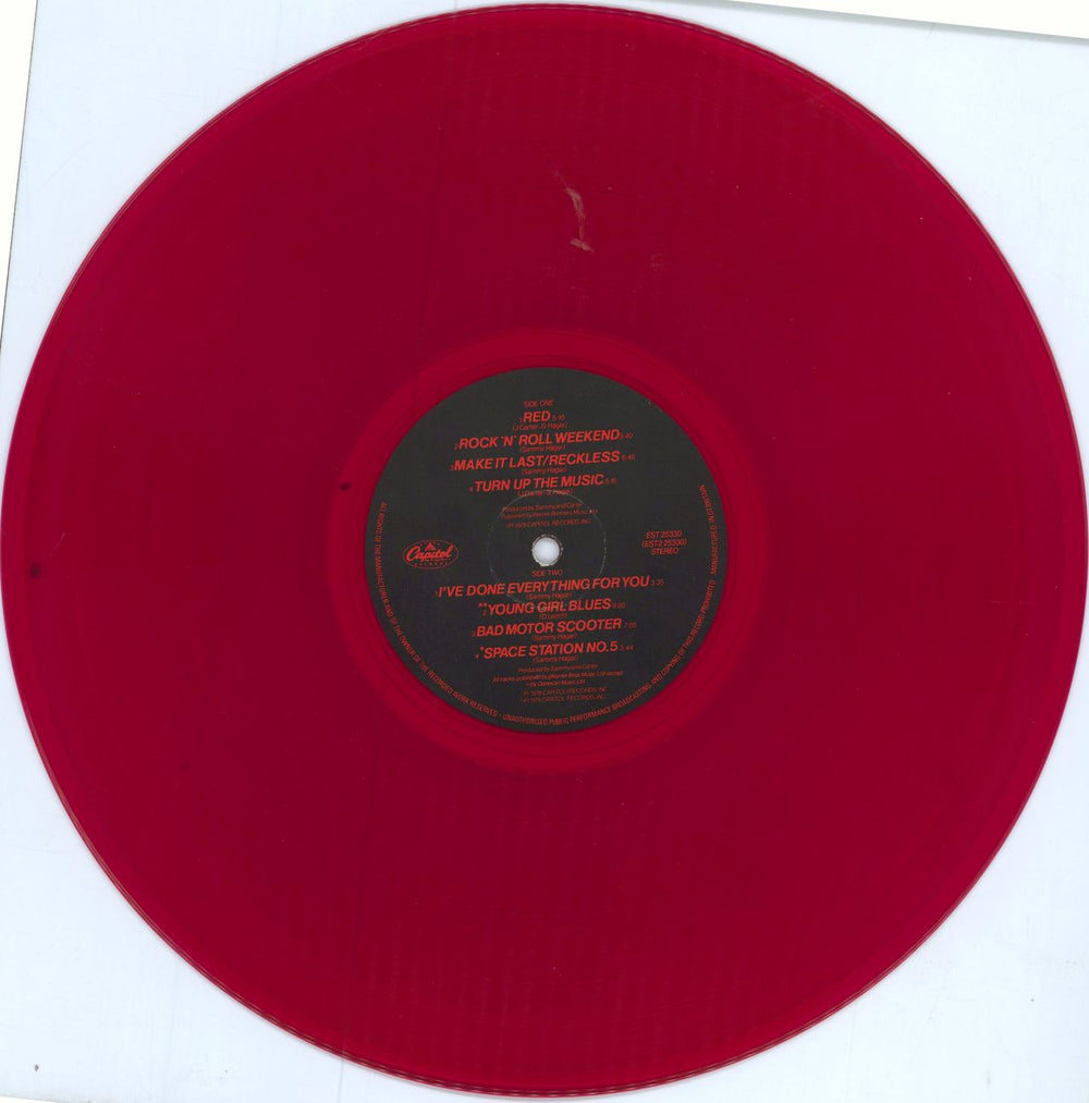 Sammy Hagar Loud & Clear - Red Vinyl - EX UK vinyl LP album (LP record) 1980