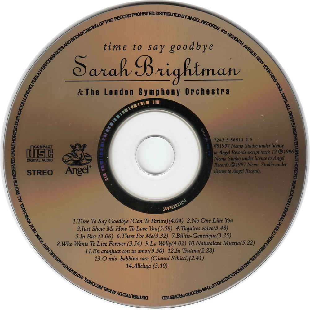 Sarah Brightman Time To Say Goodbye Taiwanese CD album (CDLP)