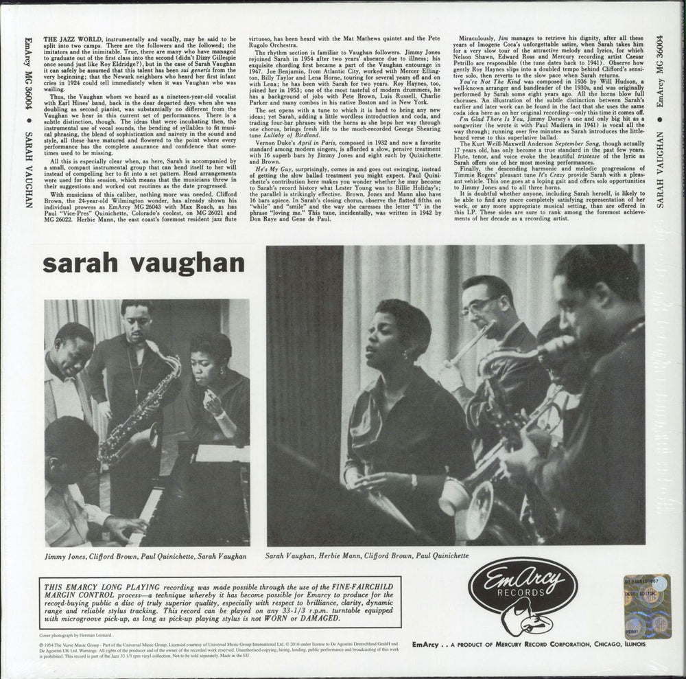 Sarah Vaughan Sarah Vaughan - 180gm Vinyl - Sealed + Booklet UK vinyl LP album (LP record)