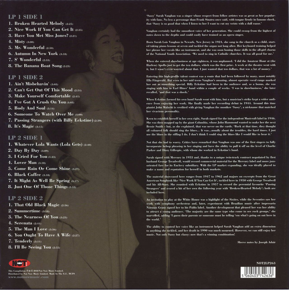 Sarah Vaughan Very Best Of - 180gm UK 2-LP vinyl record set (Double LP Album) 5060403742636