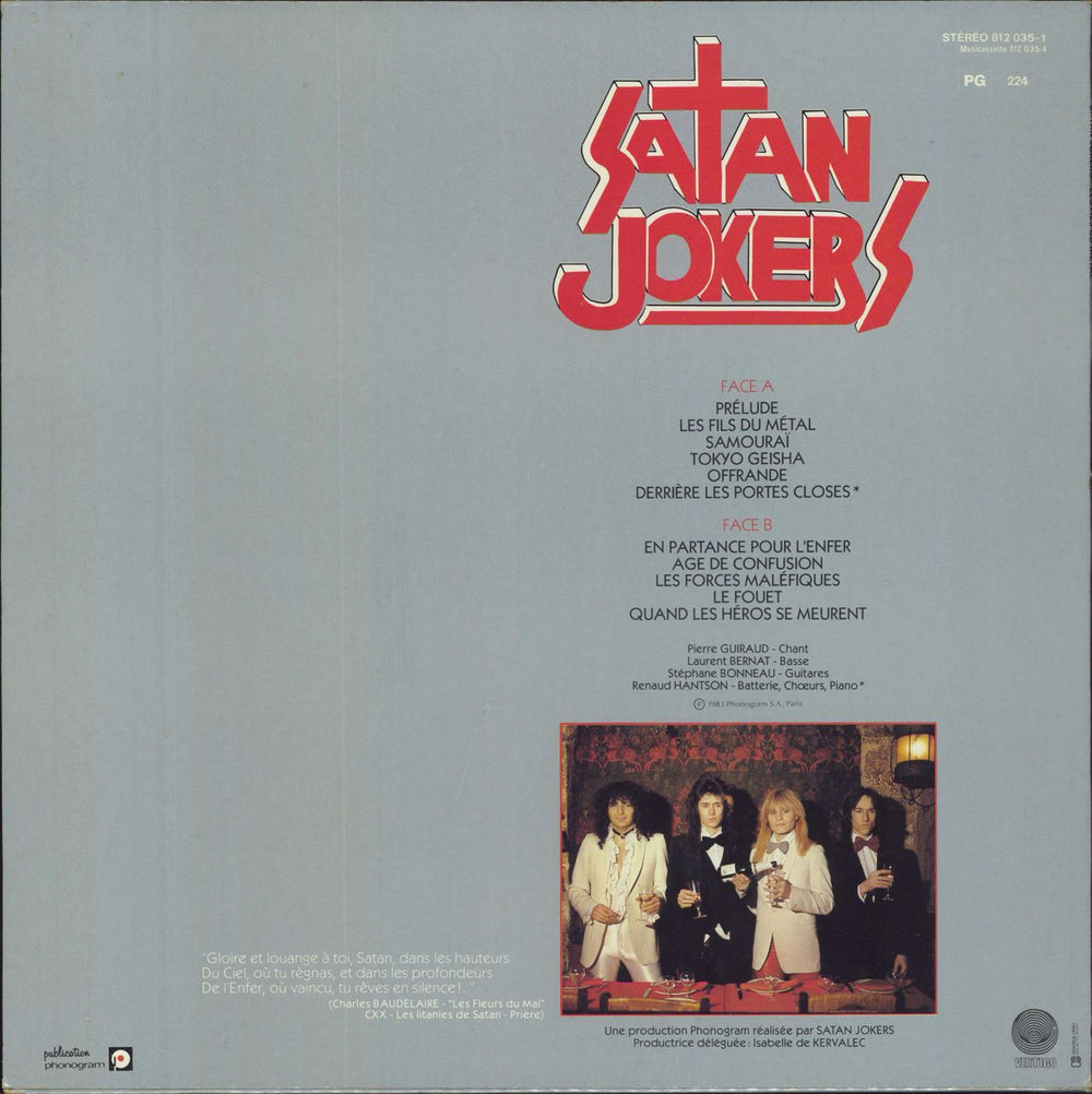 Satan Jokers Les Fils Du Métal French vinyl LP album (LP record)