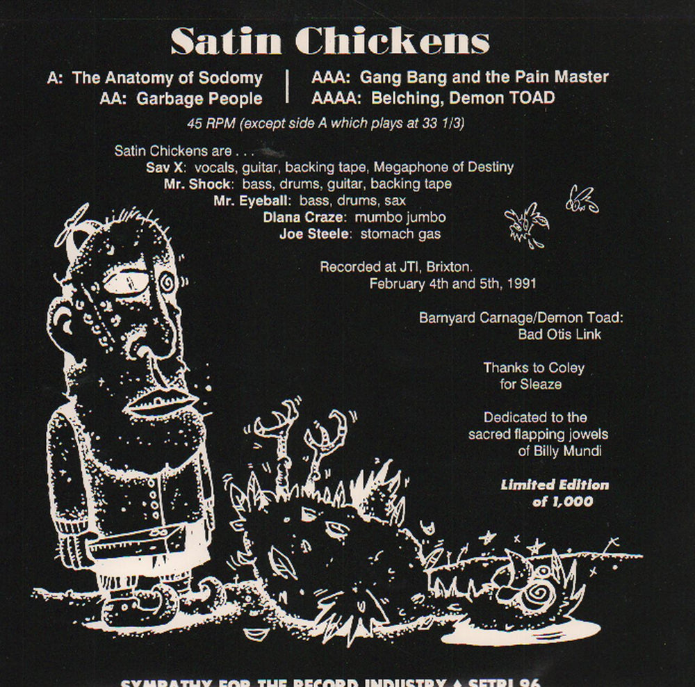Satin Chickens The Anatomy Of Sodomy E.P. US 7" vinyl single (7 inch record / 45) SAT07TH04534