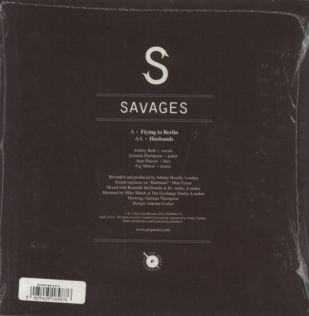 Savages Flying To Berlin - 3rd - White Vinyl UK 7" vinyl single (7 inch record / 45) 5025425189876