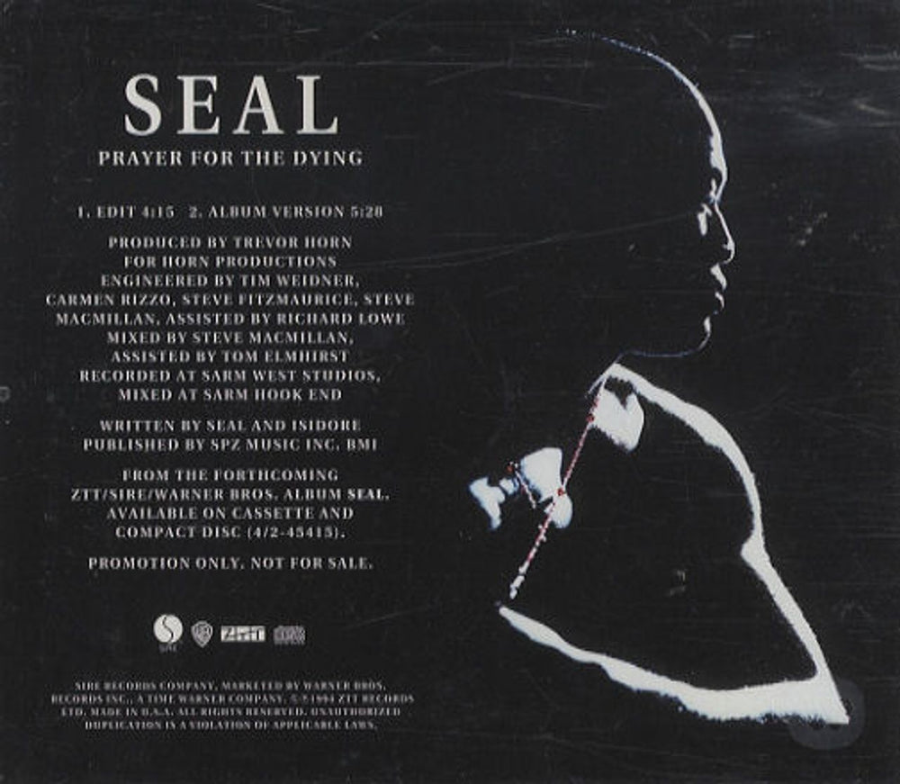 Seal Prayer For The Dying US Promo CD single (CD5 / 5") PRO-CD-6958