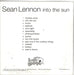 Sean Lennon Into The Sun UK Promo CD album (CDLP) LNNCDIN113038