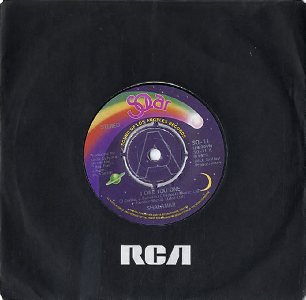 Shalamar I Owe You One - 4-prong UK 7" vinyl single (7 inch record / 45) SO-11
