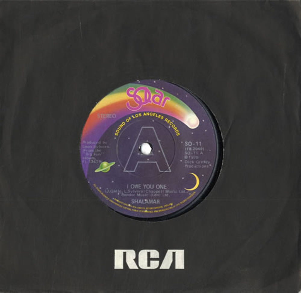 Shalamar I Owe You One - Solid UK 7" vinyl single (7 inch record / 45) SO-11