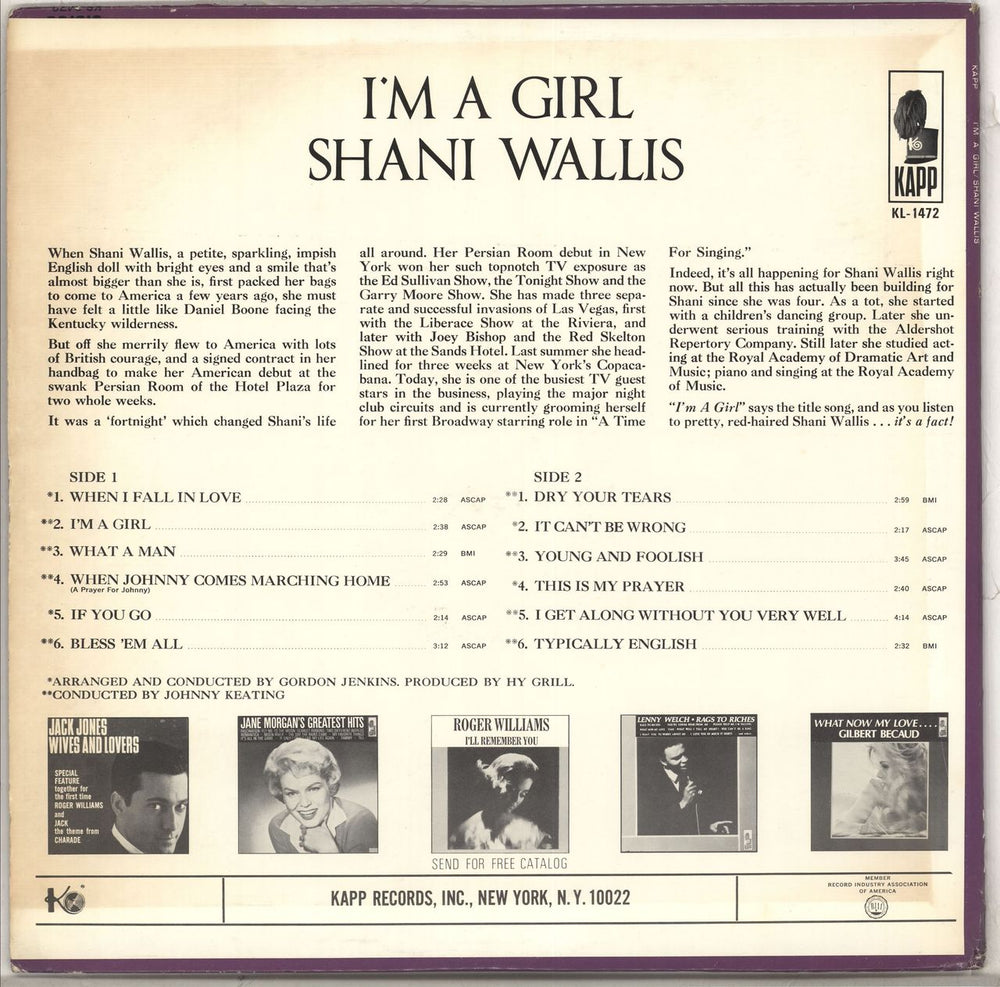 Shani Wallis I'm A Girl! US vinyl LP album (LP record)