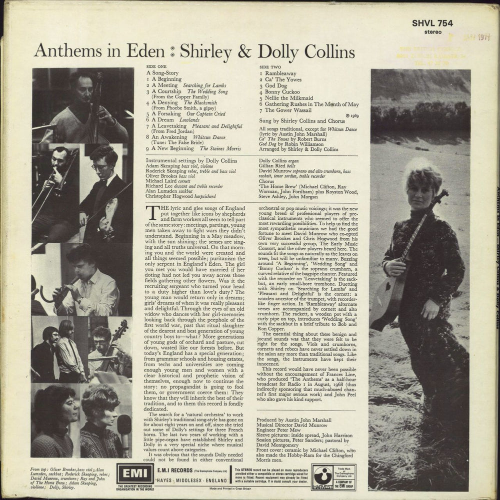 Shirley & Dolly Collins Anthems In Eden - 1st - EX UK vinyl LP album (LP record)