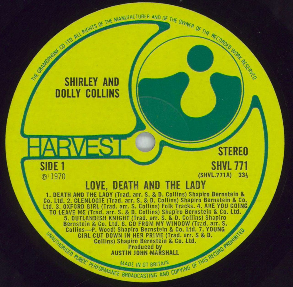 Shirley & Dolly Collins Love, Death & The Lady - 1st - VG+ UK vinyl LP album (LP record) V2MLPLO821367