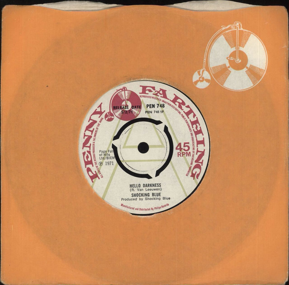 Shocking Blue Hello Darkness - A Label UK Promo 7" vinyl single (7 inch record / 45) PEN748